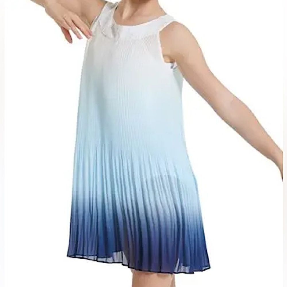 WEISSMAN solo Dance costume lyrical blue ombre pleated dress Clearly 12106 LC